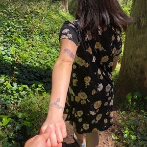 Floral black and yellow dress